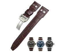 TXQHDHX 22mm Rivets Genuine Leather Watchband Fit For Watch IW3777 Calfskin Leather Strap