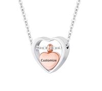 TXQHDHX Customize Urn Necklace - Double Heart Cremation Jewelry for Ashes Pendant with Mini Keepsake Personalized Necklaces Engraved Names