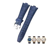 TXQHDHX For Black Blue Brown Bamboo Grain Watch Bands 25mm Genuine Leather Convex Interface Watch Strap