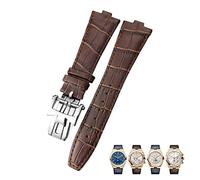 TXQHDHX For Black Blue Brown Bamboo Grain Watch Bands 25mm Genuine Leather Convex Interface Watch Strap