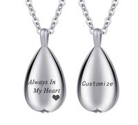 TXQHDHX Teardrop Cremation Jewelry for Ashes Pendant Keepsake Urn Necklace for Ashes for Women Men with Mini Keepsake Urn Memorial Ashes Jewelry - Always in My Heart