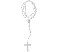 Txuolin Rosario in plastica bianca con perline luminose per preghiera cattolicesimo, gioielli religiosi, collana con croce per donne, collana a catena per uomini, collane a catena da donna, gioielli