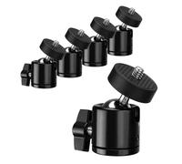 txuzong 5 Pezzi Testa Treppiede Girevole 360° - Supporto a Sfera in Metallo per Fotocamera, Luce LED - Filetto 1/4", Compatibile con Monopiede, Mini Treppiede e Accessori
