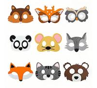 txuzong Maschere Animali Morbide in Feltro-9 Pezzi Maschere Carnevale per Bambini e Adulti - Maschere Cosplay Riutilizzabili per Feste, Compleanni, Halloween,Natale-Set Costume (Gatto,Volpe,Panda)