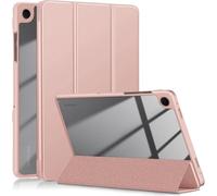 TXWLLIU Custodia per Samsung Galaxy Tab A9+/A9 Plus 11 Pollici 2023, Custodia Supporto a Tre Pieghe Trasparente in TPU Antiurto, Auto Sonno/Veglia, Oro Rosa