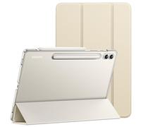 TXWLLIU Custodia per Samsung Galaxy Tab S10 Plus/S9 Plus 12,4 Pollici, Custodia Protettiva con Staffa a Tre Pieghe, Posteriore Rigido per PC, Auto Sonno/Veglia, Bianco Sporco