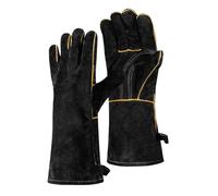 TXWLLIU Guanti da Saldatura Unisex, Realizzati in Pelle Ignifuga e Resistente al Calore per Saldatrice a Filo Continuo MIG, Forgia, Fabbro, Camino, Stufa a Legna, Braciere, Griglia, Nero