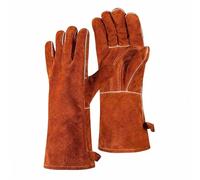 TXWLLIU Guanti da Saldatura Unisex, Realizzati in Pelle Ignifuga e Resistente al Calore per Saldatrice a Filo Continuo MIG, Forgia, Fabbro, Camino, Stufa a Legna, Braciere, Griglia, Marrone