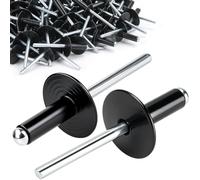 TXXATX 100 rivetti ciechi con flangia grande, 3,2 x 10 mm, a testa a cupola, rivetti neri in alluminio da 3,2 mm, rivetti a testa larga, rivetti in alluminio per lavorazione del legno, mobili, lamiera