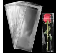 TXXATX 100 sacchetti di plastica di cellophane autoadesivi, 10 x 20 cm, trasparenti sacchetti di cellophane OPP, sacchetti di cellophane richiudibili per sacchetti di candela, collana, noci, caramelle