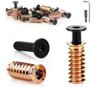 TXXATX 24 Pezzi M8 Viti Incluse M8x30 mm Viti Testa Piatta M8x25 mm Inserti Legno Filettati Boccole Filettate per Legno con Chiave a Sei Punte Bit a Sei Punte H5 per Collegamenti di Mobili in DIY