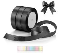 TXXATX 66m Nastro di Raso Nero 20mm Nastrino per Bomboniere Nastro Raso Nero Nastri Lungo per Confezionare Regali Pacchi Regalo Pasqua Laurea Bouquet Matrimoni Torte decorazioni Natalizie e Tavola