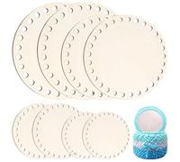 TXXATX 8 Pezzi Base Legno per Uncinetto Cerchio Base Culla Uncinetto 12,5/15/17,5/20 cm Fondo Cestino di Legno per Decorazione della Casa DIY Forniture per L'intreccio di Cesti Artigianato