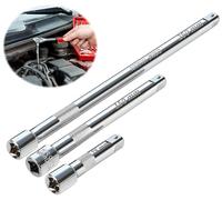 TXXATX Prolunga 3/8 Pollice Prolunga Inserti per Avvitatore 3 Pezzi 75 mm 150 mm 250 mm Set di Prolunghe 3/8 Pollice Acciaio CR-V Kit Chiavi a Bussola per Chiavi a Tubo Chiave a Cricchetto