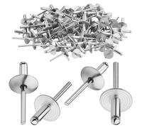TXXATX Rivetti ciechi con flangia grande, 4,8 x 25 mm, 120 pezzi, testa a cupola, argentati, rivetti ciechi da 4,8 mm, in alluminio, per la lavorazione del legno, mobili, lamiera, veicoli a motore
