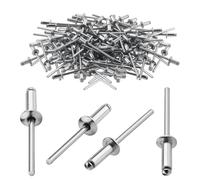 TXXATX Rivetti ciechi in alluminio, 3,2 x 10 mm, 120 pezzi, borchie argentate, con estremità aperta, per metallo, legno, plastica, mobili, auto, marine, collegamento e fissaggio