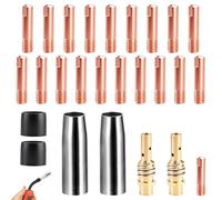 TXXATX Saldatrice a Filo Continuo Set per Ugelli Adatti Pistola a Gas MB-15AK MIG MAG Accessori 26 Pezzi 2 x Ugelli Gas 20 x Ugelli Potenza 0,6 mm 0,8 mm 1 mm 2 x Impugnatura Ugelli 2 x Isolatori