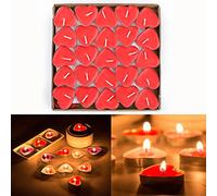 Txyk Candele profumate - Set di 50 candele a forma di cuore a forma di cuore, per feste di compleanno, 3,8 x 3,8 x 1 cm (rosso)