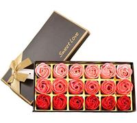 Txyk Sapone 18PCS Fiore di Rosa - Sapone profumato alla Flora Fiore di Rosa - Sapone di Olio Essenziale vegetale, Regalo per Anniversario/Compleanno/Matrimonio/Scatola di San Valentino (Rosso)
