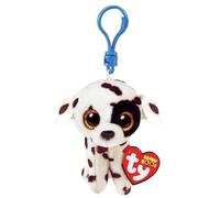 Ty - Anello porta chiavi di Peluche - Beanie Boos Clips - Cane Dalmata - Luther - Bianco e Nero - Con occhioni dorati glitter - Il peluche con gli occhi grandi scintillanti - 12 Cm - 35254