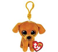 TY 35256 Schlüsselring aus Plüsch-Beanie Boos Clips Zuzu-Braun-Hund mit goldenen