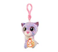 Ty - Anello Porta Chiavi di Peluche - Beanie Boos Clips -Gatto - Cassidy - Rosa e Viola - Orecchie e Occhi Rosa Glitter - Il Peluche con Gli Occhi Grandi Scintillanti - 12 Cm - 35244