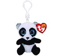 Ty - Anello Porta Chiavi di Peluche - Beanie Boos Clips - Panda - Bamboo - Bianco e Nero - Occhioni Azzurri Glitter e Orecchie argentate - Il Peluche con Gli Occhi Grandi Scintillanti - 12 Cm - 35236