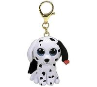 TY - Anello Porta Chiavi Mini Boos Clips - Cane Dalmata - Bianco e Nero - Fetch - Con nappa nera - Il portachiavi alla moda ispirato ai famosi peluche con gli occhi grandi scintillanti - 10 Cm - 25069