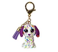 Ty - Anello Porta Chiavi Mini Boos Clips - Cane - Darling - Multicolore - Con nappa viola - Il portachiavi alla moda ispirato ai famosi peluche con gli occhi grandi scintillanti - 10 Cm - 25056