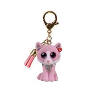 Ty - Anello Porta Chiavi Mini Boos Clips - Gatto - Fiona - Rosa - Con nappa rosa - Il portachiavi alla moda ispirato ai famosi peluche con gli occhi grandi scintillanti - 10 Cm - 25065