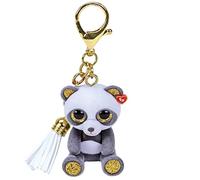 Ty - Anello Porta Chiavi Mini Boos Clips - Panda - Chi - Bianco e Nero - con Nappa Bianca - Il Portachiavi alla Moda Ispirato ai Famosi Peluche con Gli Occhi Grandi Scintillanti - 10 Cm - 25057