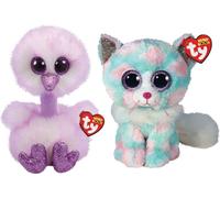 Ty - Animali di peluche - Beanie Buddy - Struzzo del Kenya e gatto Opale