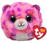 Ty Beanie Balls Topaz il Leopardo Rosa con gli Occhioni Viola Glitter, Animaletti di Peluche Morbidi e Tondi da Collezionare 8 cm T425401