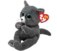 Ty Beanie Bellies - Binx il Gattino Grigio con gli Occhioni Azzurri Glitter, i Coccolosi Animaletti di Peluche con il Pancino Morbido Originali 20 Cm - T41501