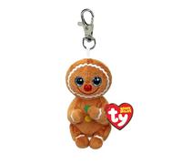 Ty Beanie Bellies Clips - Anello Porta Chiavi di Peluche, Cookie il Biscotto Pan di Zenzero con gli Occhioni Verdi Glitter, gli Animaletti con il Pancino Morbido Originali 12 Cm - T43118