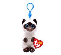 Ty Beanie Bellies clips ring voor sleutels van pluche, Miso het kitten met blauw