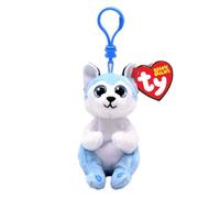 Ty Beanie Bellies Clips - Anello Porta Chiavi di Peluche, Thunder l'Husky con gli Occhioni Azzurri Glitter, gli Animaletti di Peluche con il Pancino Morbido Originali 12 Cm - T43105
