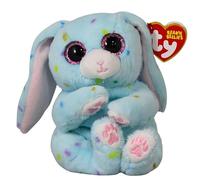 TY Beanie Bellies Skippy il Coniglietto Pasquale Azzurro con gli Occhioni Rosa Glitter, i Coccolosi Animaletti di Peluche con il Pancino Morbido, Pasqua, 20 cm, T41515