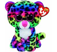 Ty Beanie Boos - Dotty Il Leopardo Arcobaleno con Occhioni Rosa Glitterati, Il Peluche con Gli Occhi Grandi Scintillanti - 15 Cm - T37189