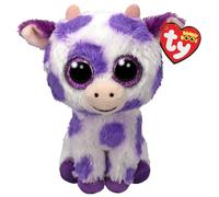 Ty Beanie Boos - Ethel la Mucca a Macchie Viola con Occhioni Viola glitter, Il peluche con gli occhi grandi scintillanti, 15 Cm, T37345