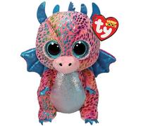 Ty Beanie Boos Flint il Draghetto Rosa con Occhioni Azzurri glitter, il peluche con gli occhi grandi scintillanti, 15 cm, T37346