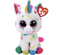 Ty - Beanie Boos Harmonie Peluche Unicorno, Pupazzo arcobaleno, Occhioni Glitter, Bianco, 15 cm, T36898