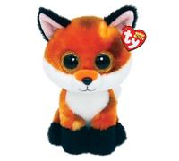 Ty Beanie Boos - Meadow il Volpino Arancione con Occhioni Dorati Glitter, il Peluche con gli Occhi Grandi Scintillanti - 28 Cm - T38012