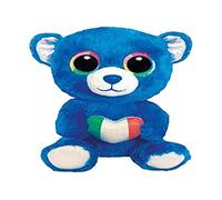 Ty Beanie Boos-Orsacchiotto-Romeo Italia-Blu-Cuore Bandiera Italiana Arcobaleno Glitter-Il Peluche con Gli Occhi Grandi scintillanti-15 Cm-36099, Multicolore, 15 Centimetri, T36099