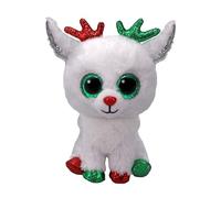 TY Beanie Boos - Snowdrop la Renna di Natale con Occhi Verdi Grandi e Glitter, il Peluche con gli Occhi Grandi Scintillanti - 15 cm - T37383