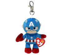 Ty Clips - Collezione Marvel, Anello Porta Chiavi di Peluche, Captain America, Tutti i Tuoi Eroi Preferiti da Portare Sempre con Te, Idea Regalo per Grandi e Piccini - 10 cm - T34004
