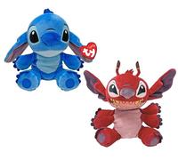 TY Floppy - Disney Lilo & Stitch, Set Due Peluche Stitch e Leroy, Morbidi Peluche da Collezionare, Idea Regalo per Grandi e Piccini, 20 cm, 38700ABS