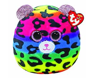 Ty Mini Squishy Beanies - Il Leopardo Dotty, Mini Cuscino di Peluche con Occhioni e Orecchie Rosa Glitter, Idea Regalo per Grandi e Piccini, Tutti da Collezionare - 8 cm - T39509