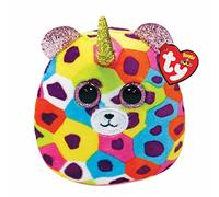 Ty Mini Squishy Beanies - Il Leopardo Giselle, Mini Cuscino di Peluche con Occhioni e Orecchie Viola Glitter, Idea Regalo per Grandi e Piccini, Tutti da Collezionare -8 cm - T39503