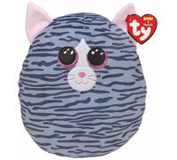 Ty - Morbido Peluche Cuscino - Squish a Boos - Gatto - Grigio - Kiki - Gattino con occhioni rosa glitter - Ottima idea regalo per grandi e bambini - Ideale per ogni occasione -22 cm- 39290